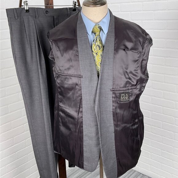 Jos A Bank Suit Men 44R 38Wx28.5L Classic Career Neutralcore Cuffs‎ Wool - Picture 5 of 16